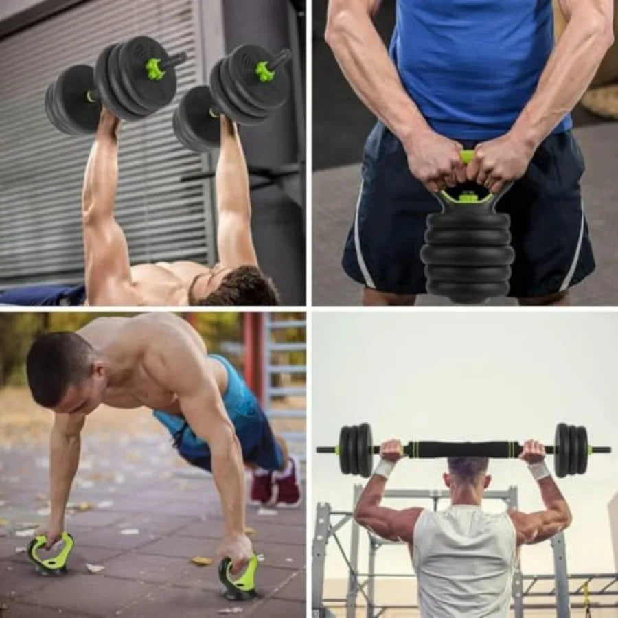 NONE 88Lb Adjustable 4In1 Weight Set For Home Gym Dumbbells Barbells Kettlebells