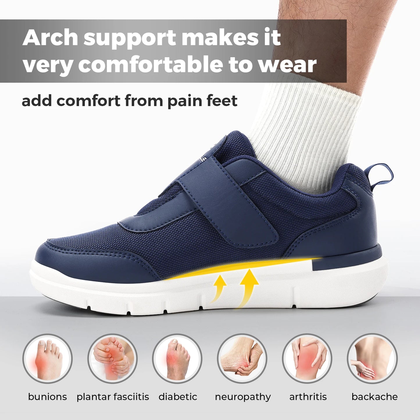 Fitville Men's Extra Wide Diabetic Walking Shoes For Swollen Feet