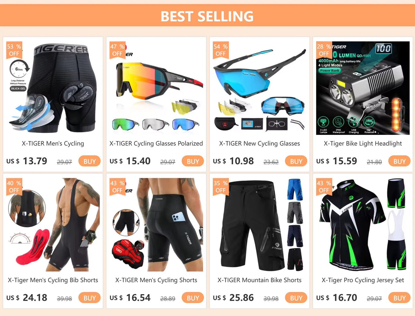 X-TIGERCN Mountain Bike Shorts for Men, Lightweight Quick Dry MTB Cycling Shorts