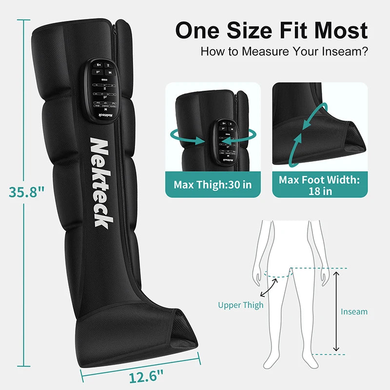 Nekteck 1 Pcs Air Pressure Leg Massager Cordless Foot Massage Boots Kneading Squeeze Deep Relaxation Calf with Storage Bag