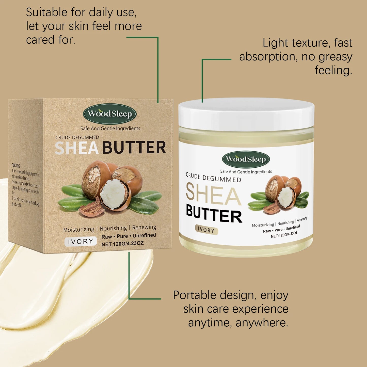 Woodsleep Shea Butter Moisturizing Cream for Face and Body
