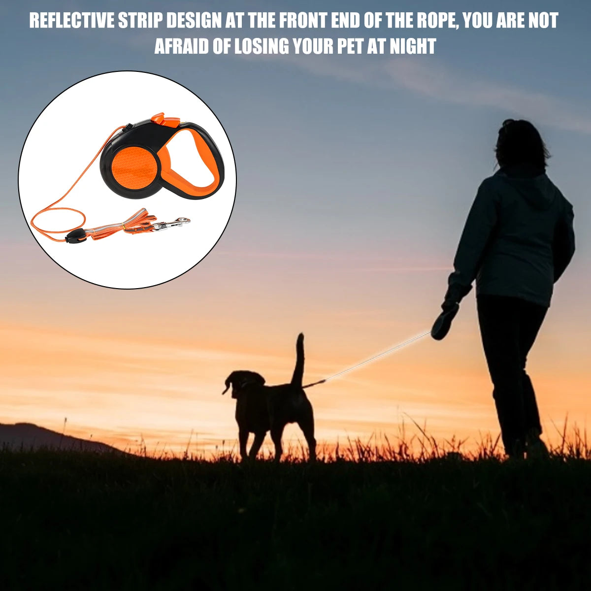 Retractable Dog Leash Heavy Duty With Reflective Tape NonSlip Handle