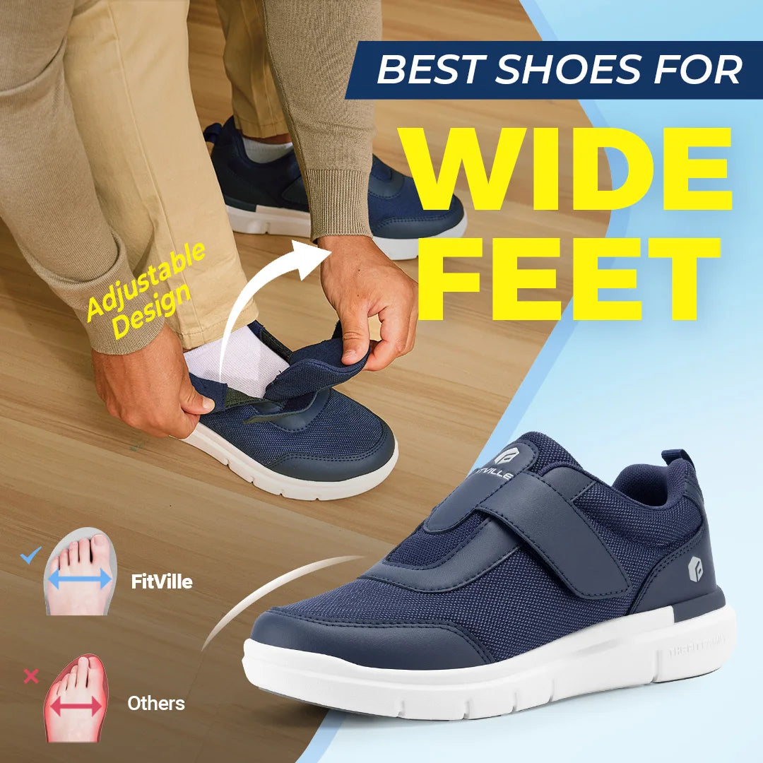 Fitville Men's Extra Wide Diabetic Walking Shoes For Swollen Feet