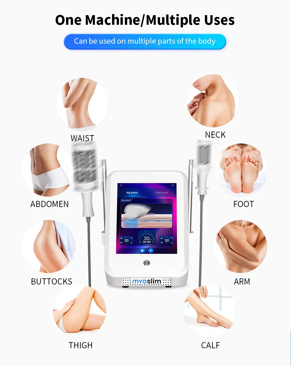 MYOSLIM 6500W 200HZ  Roller Slimming Cellulite Reduction Inner Ball Roller 360 Degree Infrared Vacuum Roller Massage Beauty