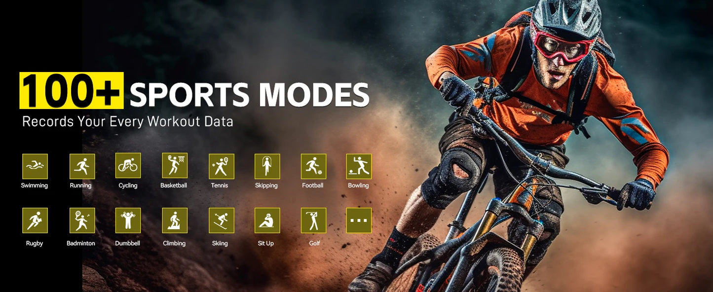 EIGIIS Smart Watch 3ATM Waterproof IPS Screen KT71 Men With 100+ Sport Modes Heart Rate Blood Pressure Bluetooth Call