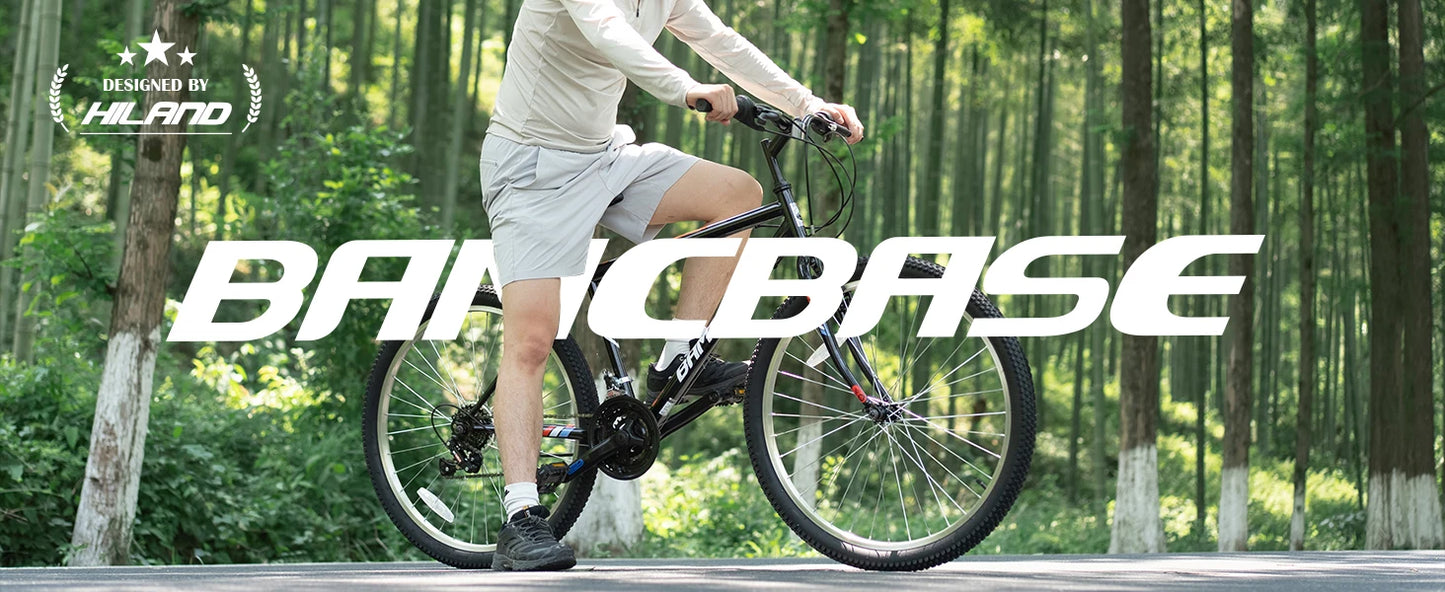 HILAND Mountain Bike Unisex 18 Speed Carbon Steel Frame
