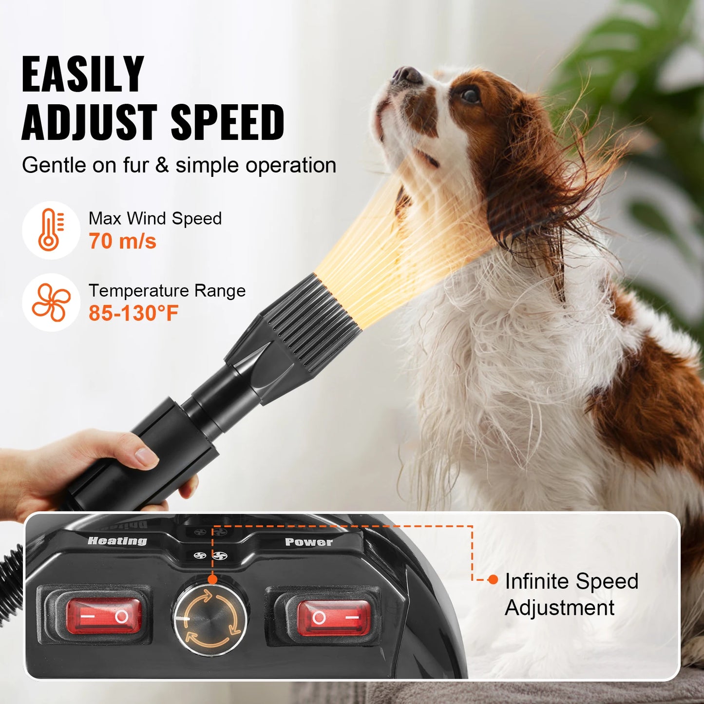 SucceBuy Dog Dryer With Adjustable Speed Temperature Control