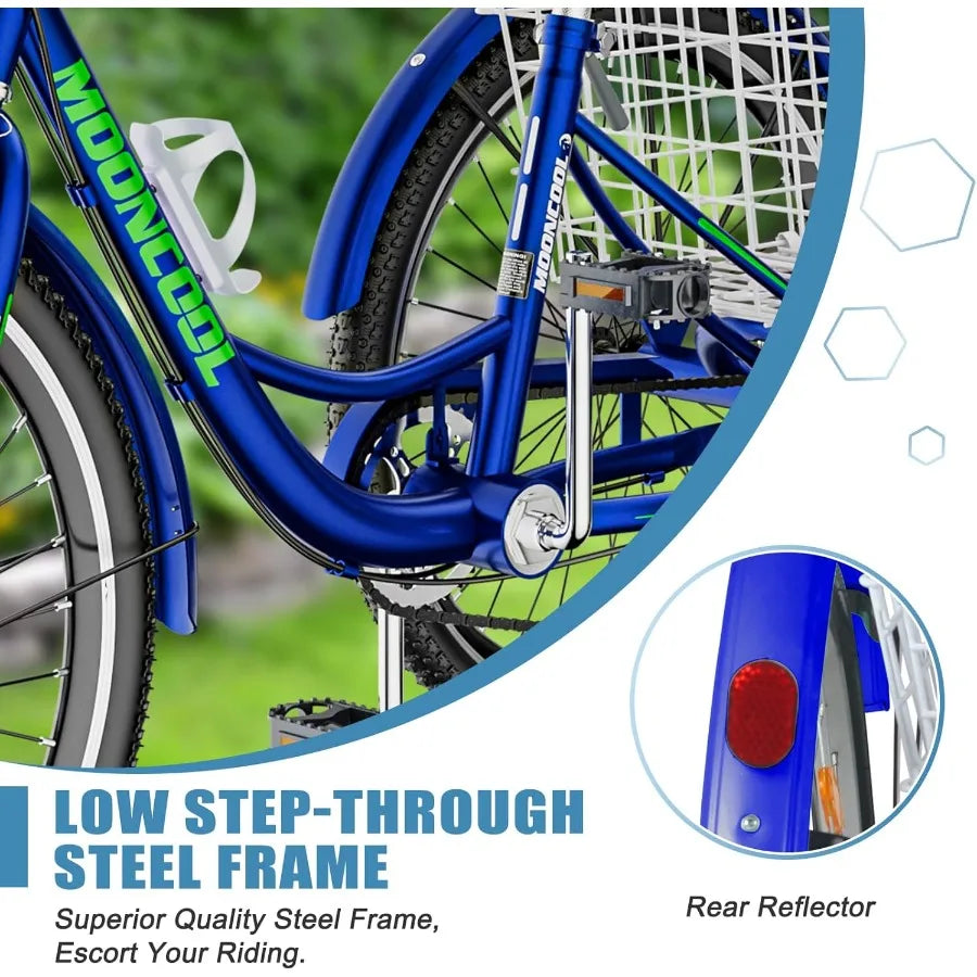 XMSJ Adult Tricycle With Shopping Basket Aluminum Frame