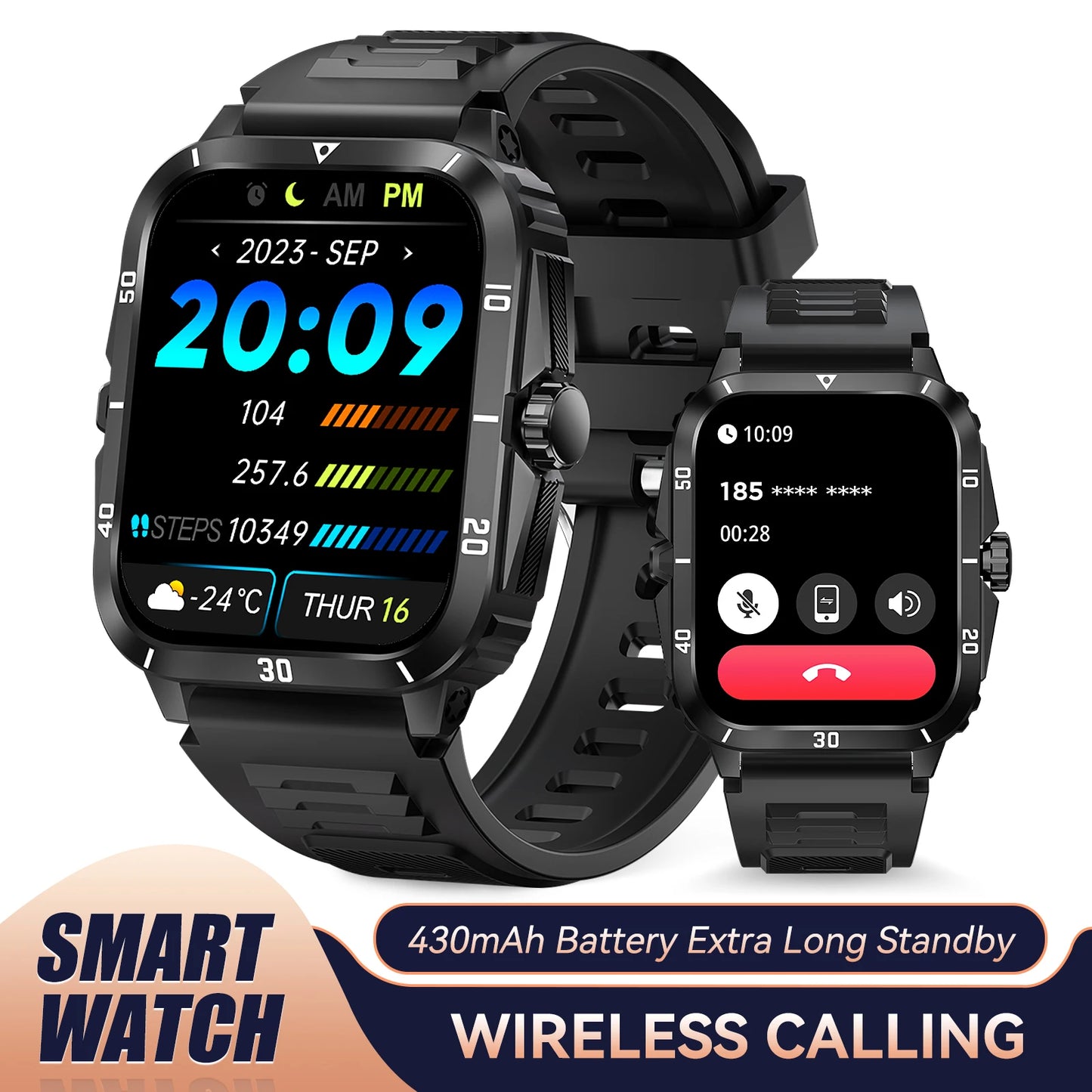 EIGIIS Smart Watch 3ATM Waterproof IPS Screen KT71 Men With 100+ Sport Modes Heart Rate Blood Pressure Bluetooth Call