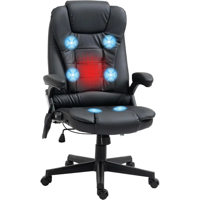HOMCOM High Back Vibration Massage Office Chair With Heated Recline
