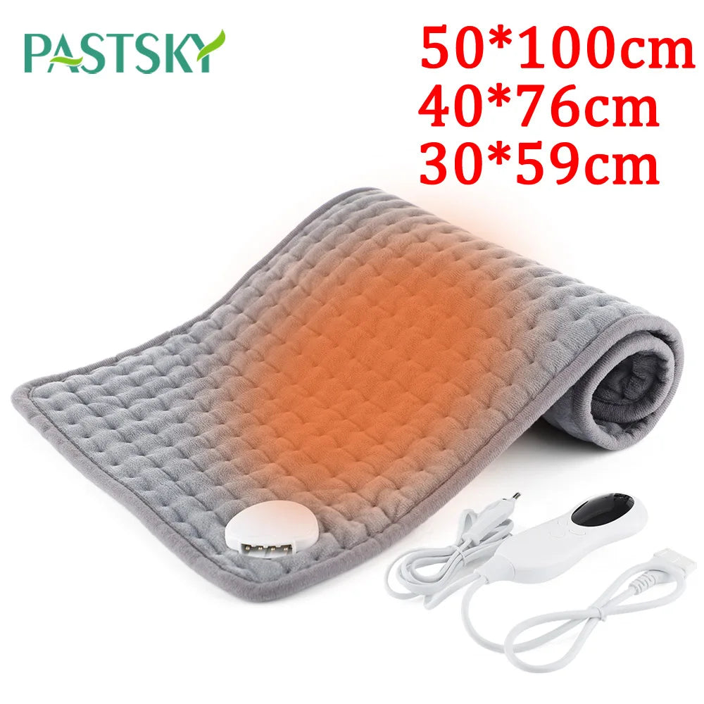 PastSky Microplush Electric Heating Pad for Back Abdomen Pain Relief