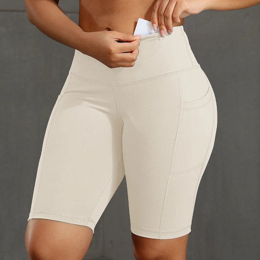 Womens Short Outdoor Workout Shorts With Three Pockets Butt Lift