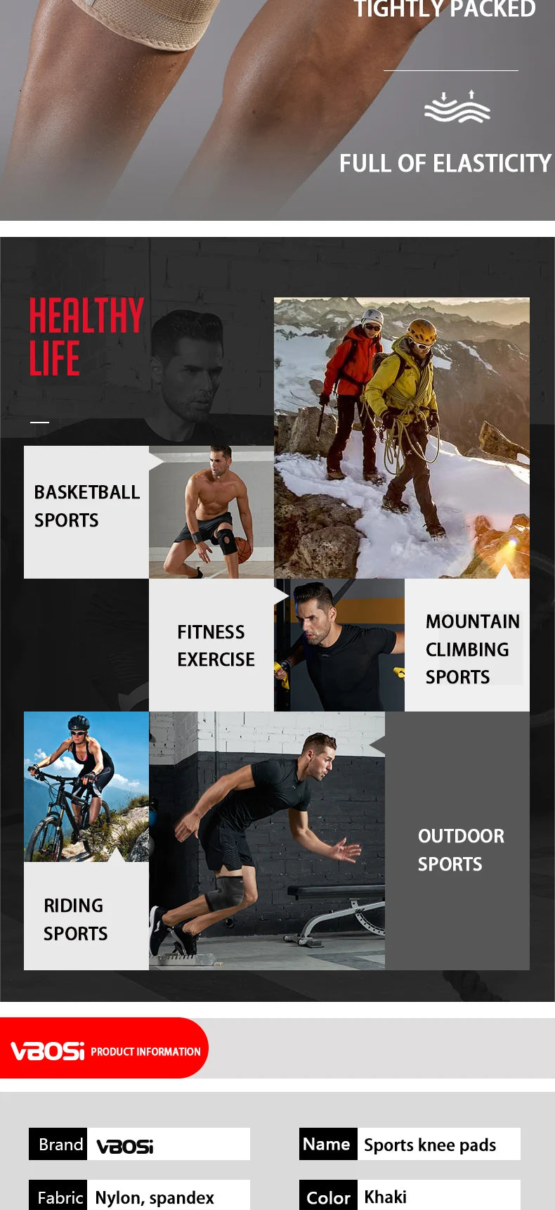 Knee Support Brace Open Patella With Spring Bars High Elasticity