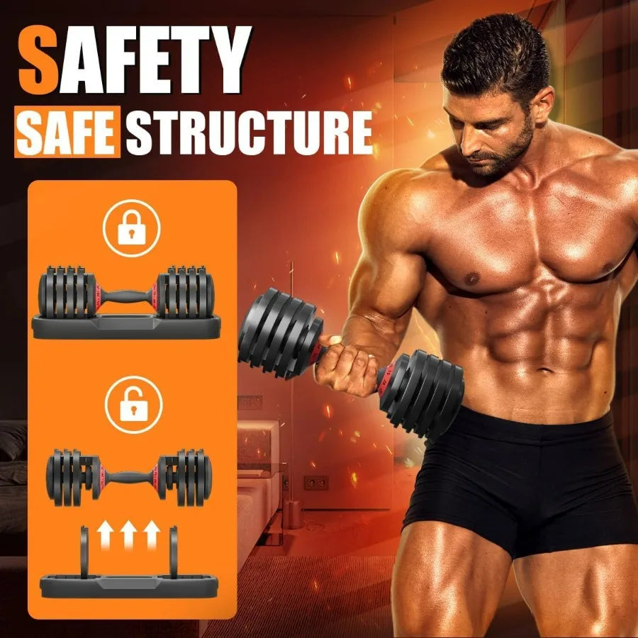 Adjustable Dumbbell with Non Slip Handle for Strength Training