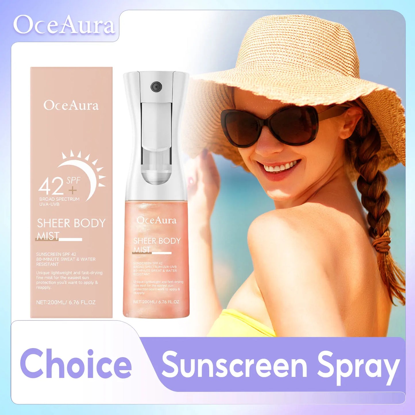OceAura Facial Sunscreen Spray Moisturizing Rapid Absorption Sunblock