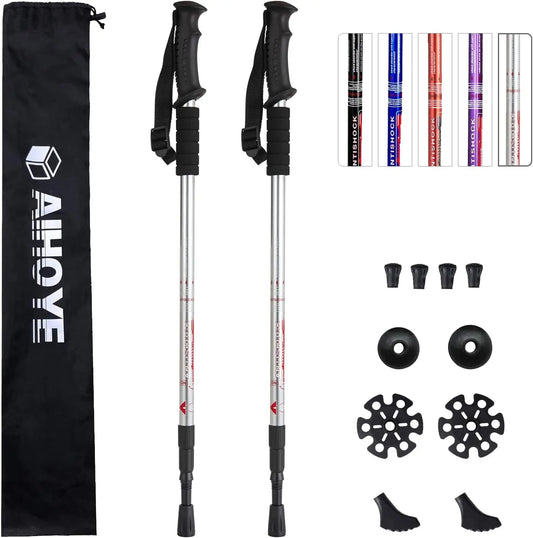 XMSJ Hiking Trekking Poles 2-Pack Adjustable Anti-Shock Walking Sticks