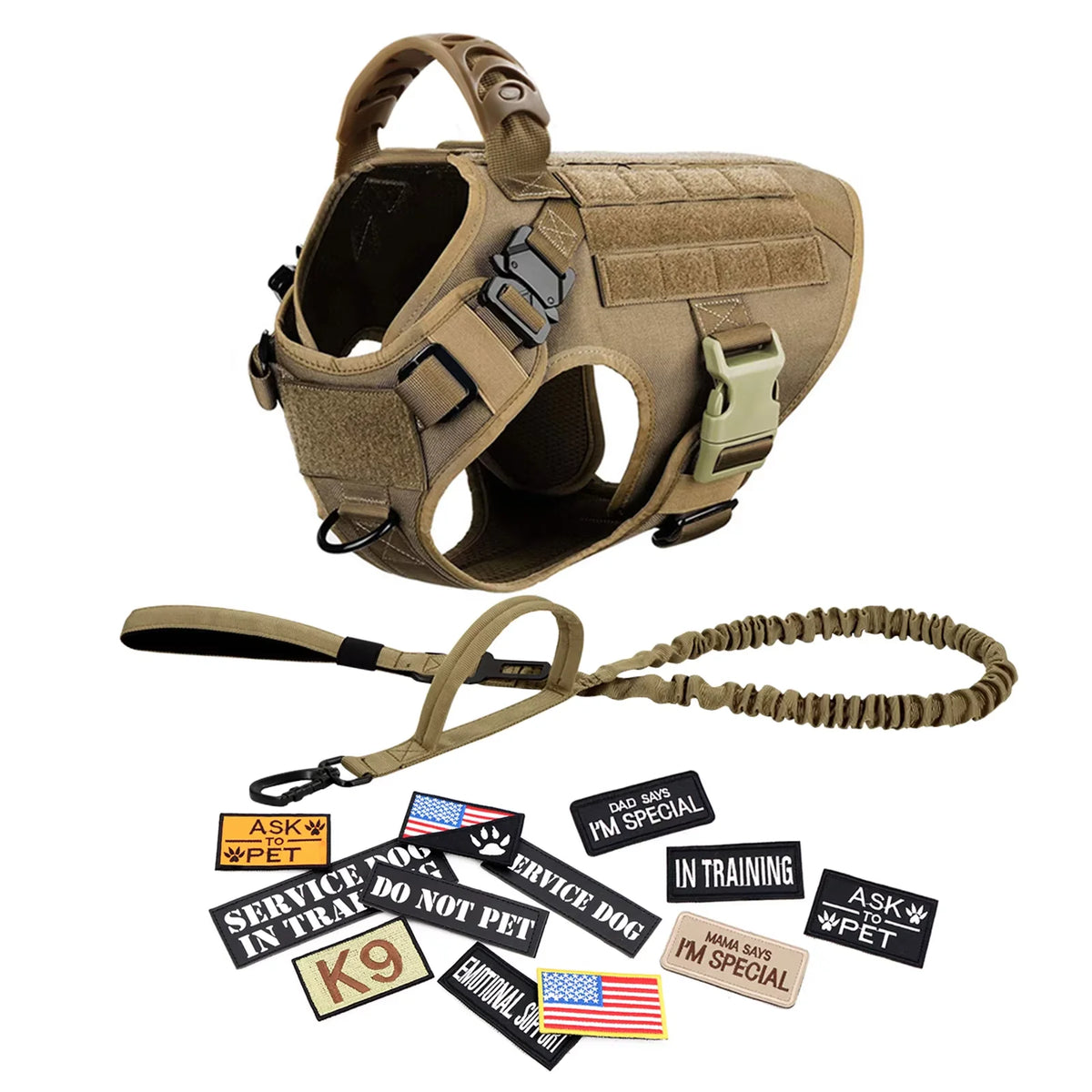 Tactical Padded Nylon Dog Harness Vest For Training