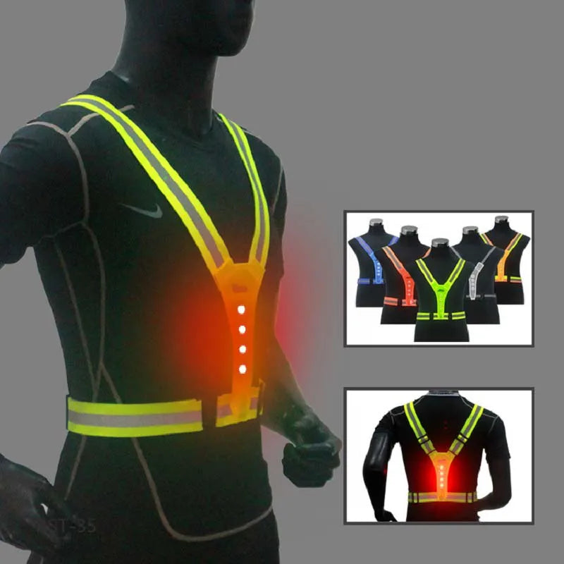 LED HighVisibility Reflective Safety Vest Nighttime Running Cycling Apparel Adjustable