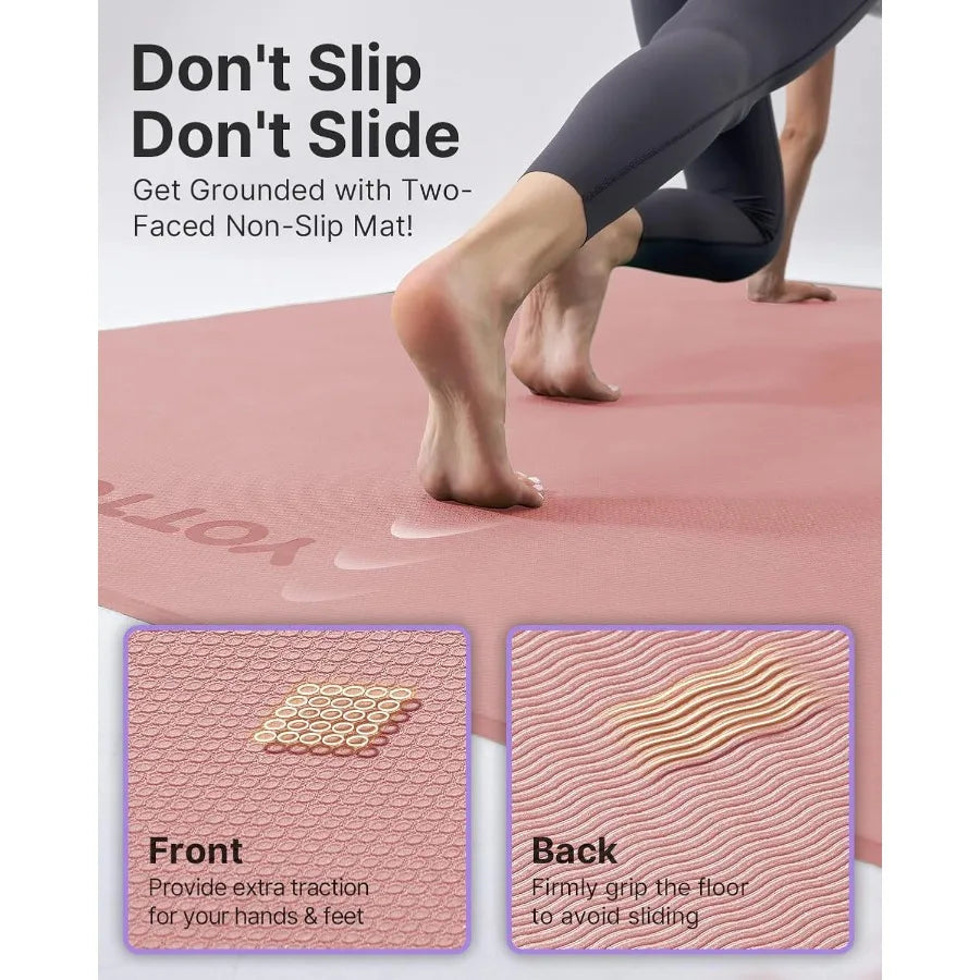 Large Yoga Mat 75 52 1 2 inch Extra Wide TPE Exercise Mat with NonSlip Surface Ideal for Pilates Fitness Training Barefo