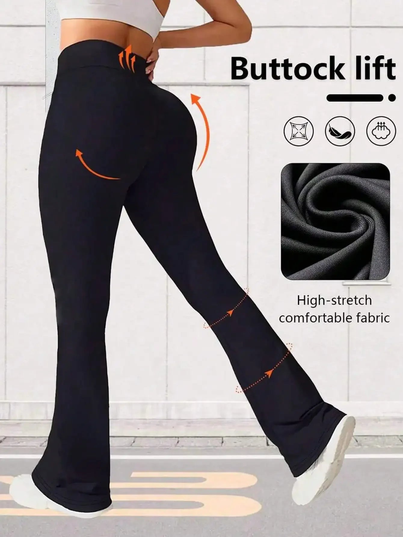 Womens High Waist Flare Yoga Pants Wide Leg Casual Leggings