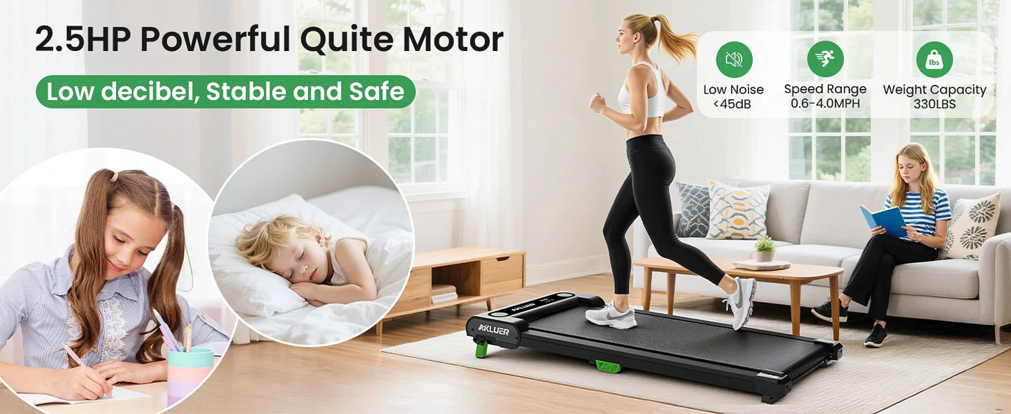 AKLUER 4-In-1 Home Office Walking Treadmill, 2.5 HP Incline Under Desk, Remote Control LED Display