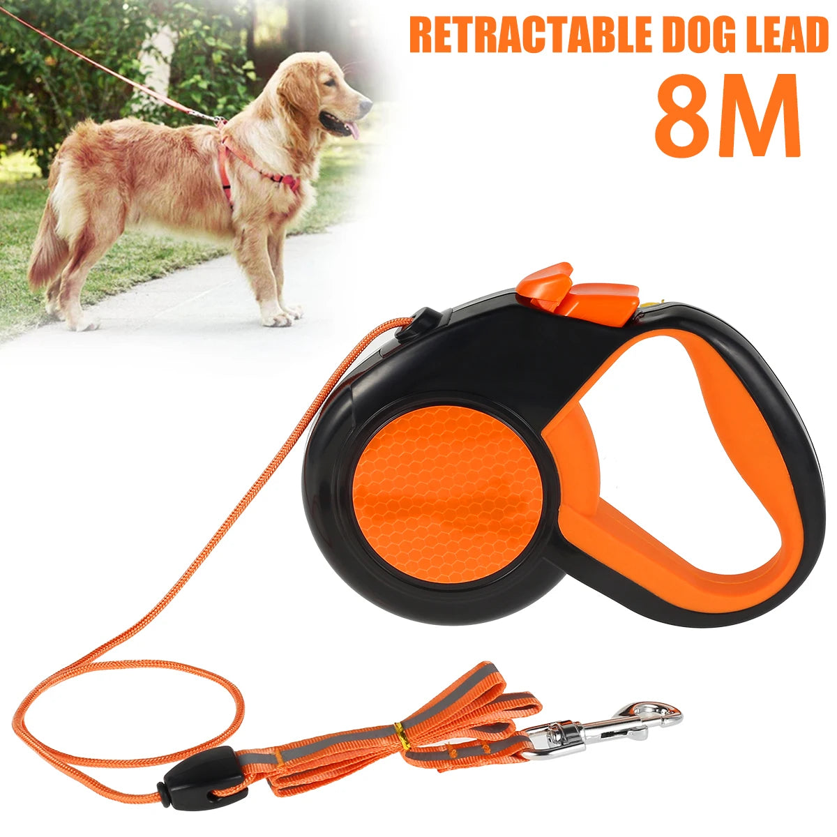 Retractable Dog Leash Heavy Duty With Reflective Tape NonSlip Handle