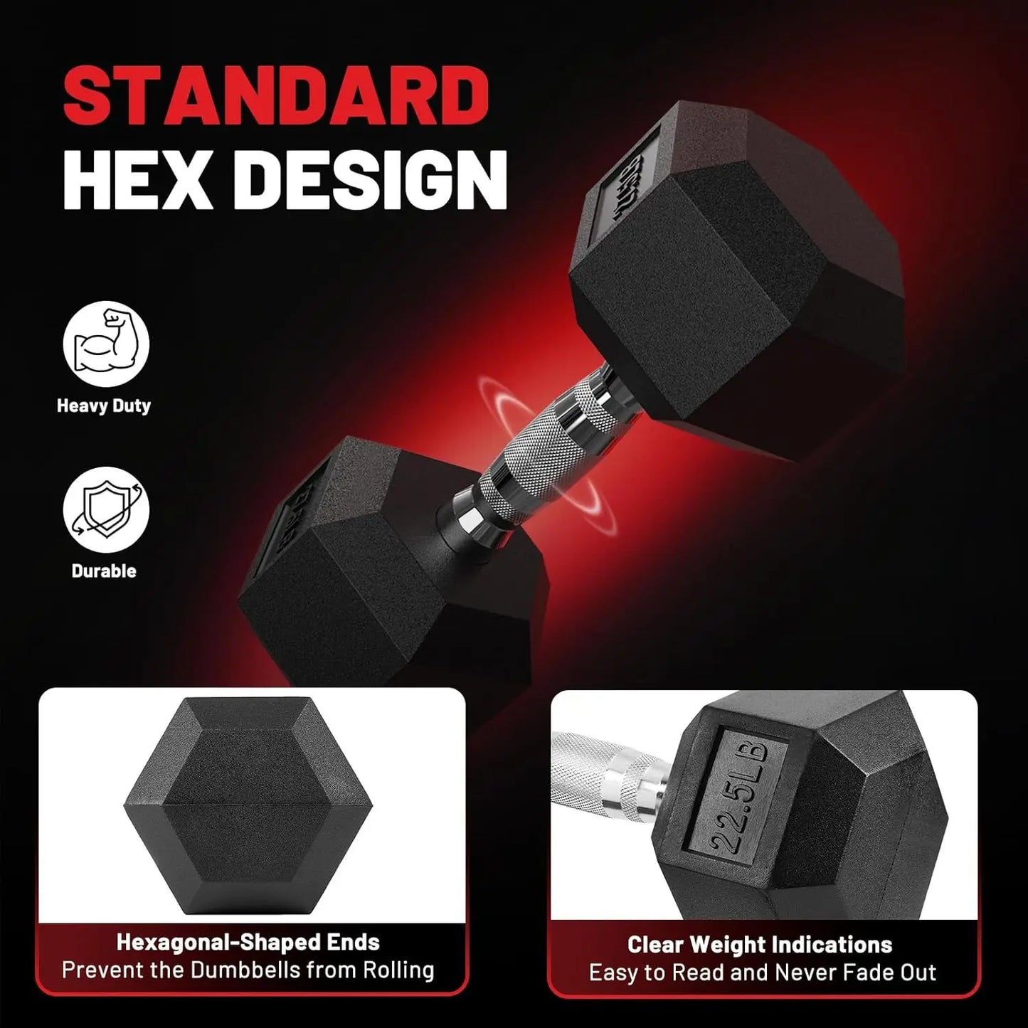 Hex Dumbbell Set With Rack Rubber Coated Weights
