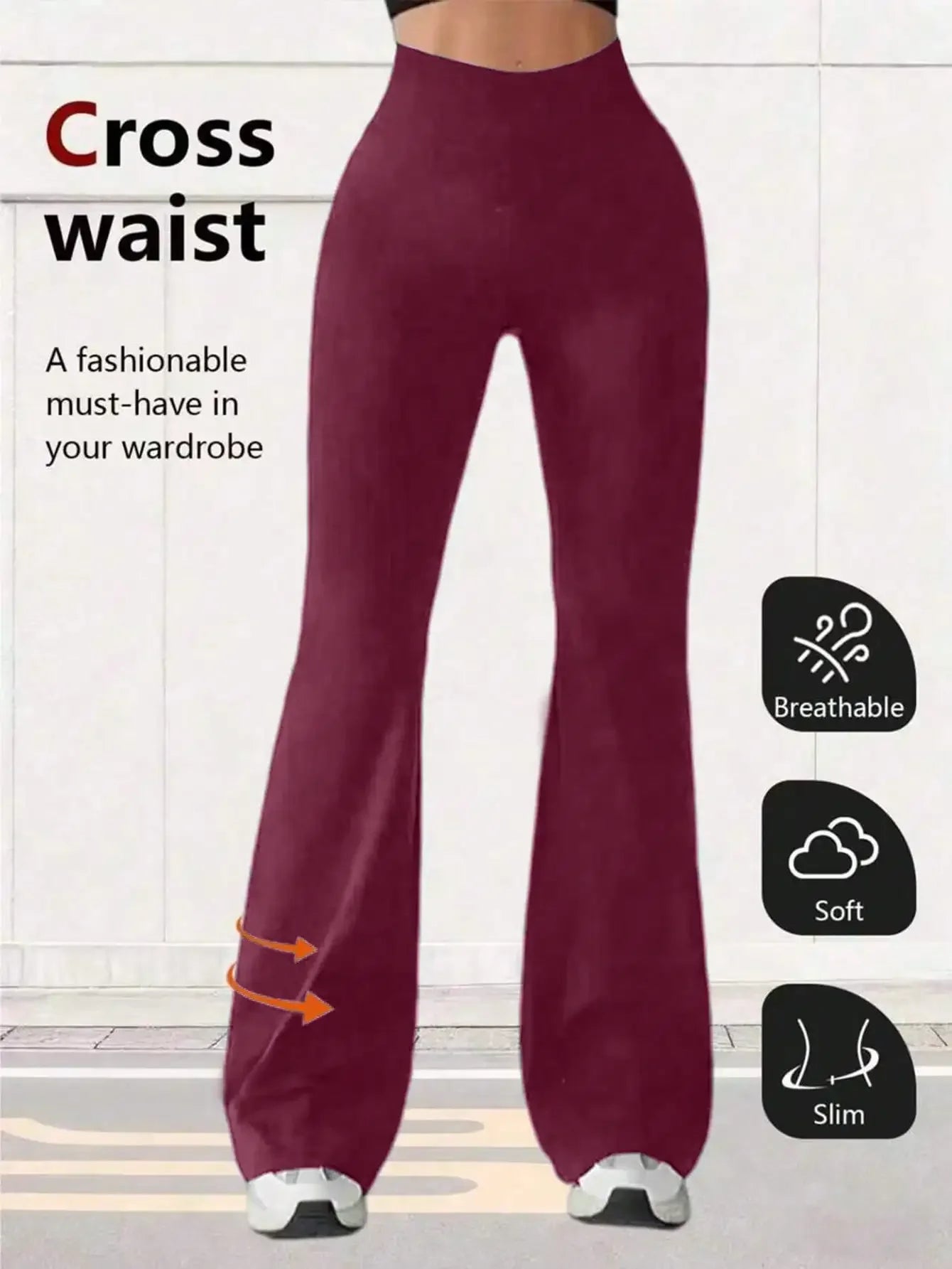 Womens High Waist Flare Yoga Pants Wide Leg Casual Leggings