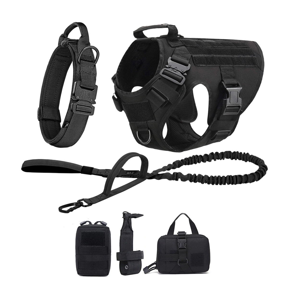 Tactical Padded Dog Harness With Molle Pouches And Quick Release