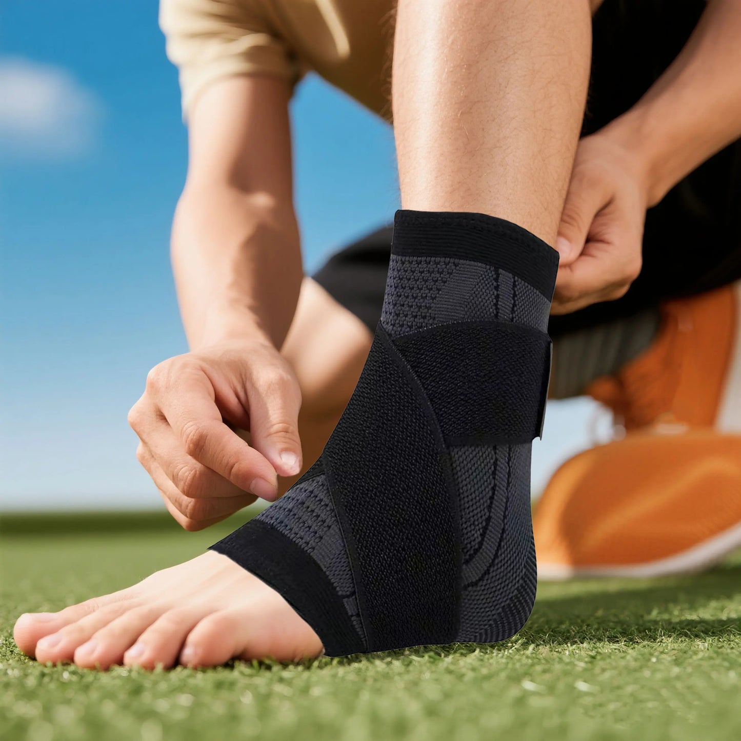 LHU Pressurized Ankle Protector Ankle Brace Support Nylon Knitted Elastic Sleeve For Gym Basketball Running