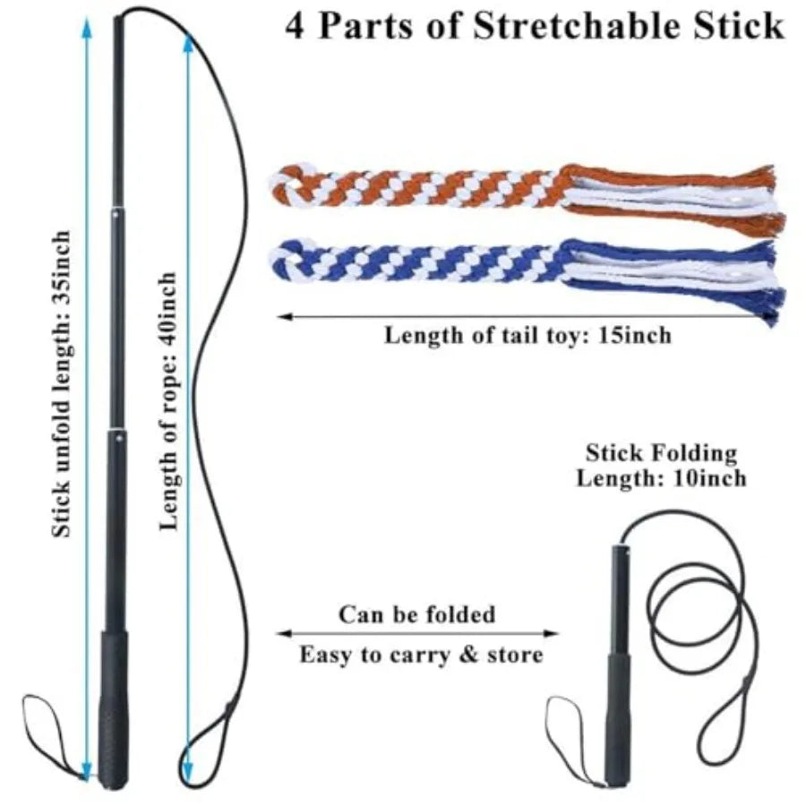 Extendable Dog Teaser Wand Flirt Pole Interactive Training Toy
