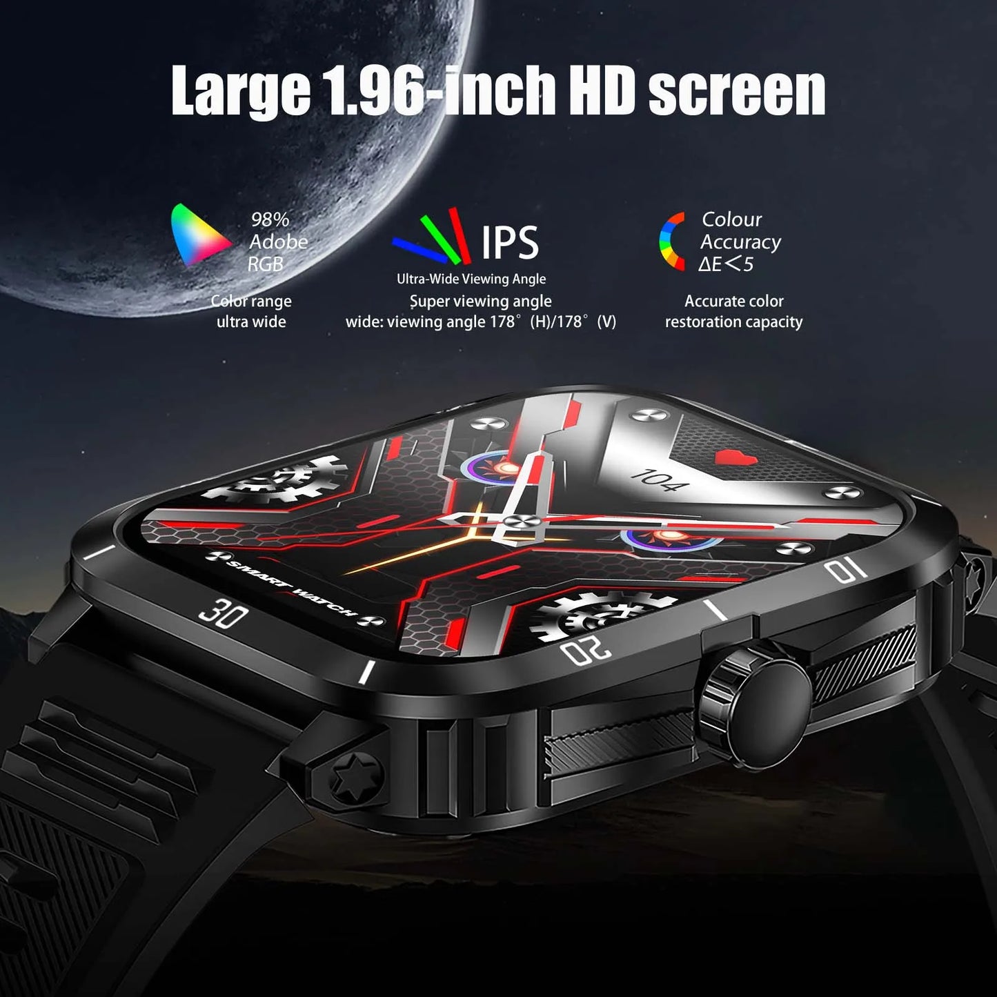 EIGIIS Smart Watch 3ATM Waterproof IPS Screen KT71 Men With 100+ Sport Modes Heart Rate Blood Pressure Bluetooth Call