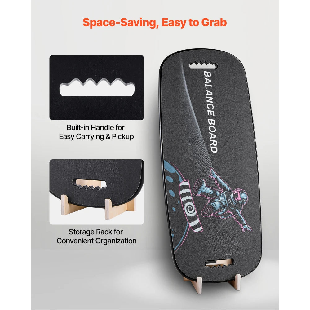 Wooden Balance Board Trainer With Roller For Core Workouts