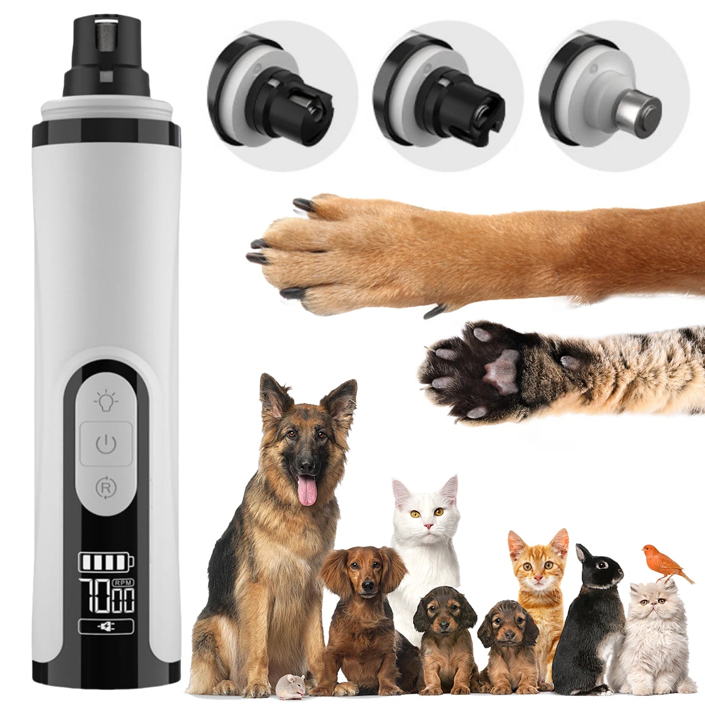 Electric Dog Nail Grinder Rechargeable Pet Nail Grinder Quiet Cat Nail Grinder Suitable for Small Middle Large Dogs and Cats
