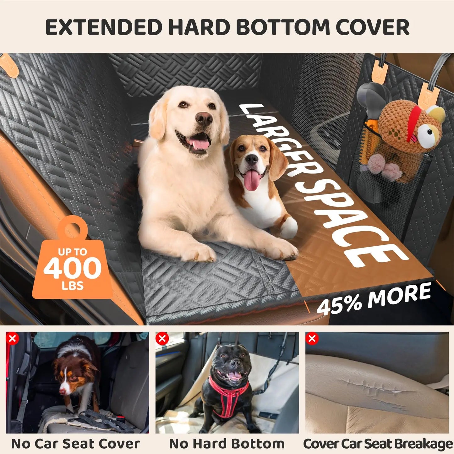 NONECN Rear Seat Dog Cover Hammock Extender Heavy Duty 400 Lbs