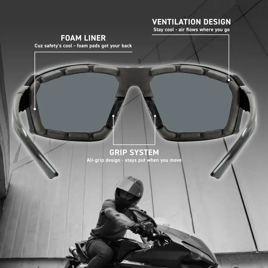 XMSJ Z87 Powersports Motorcycle Riding Goggles HD UV400 Safety Glasses