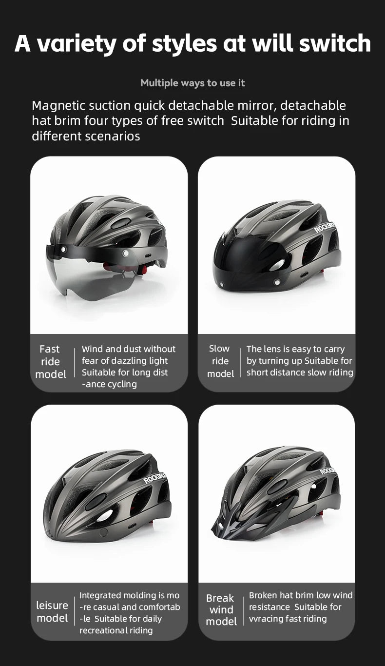 ROCKBROS Cycling Helmet Integrated With Goggles For MTB Road