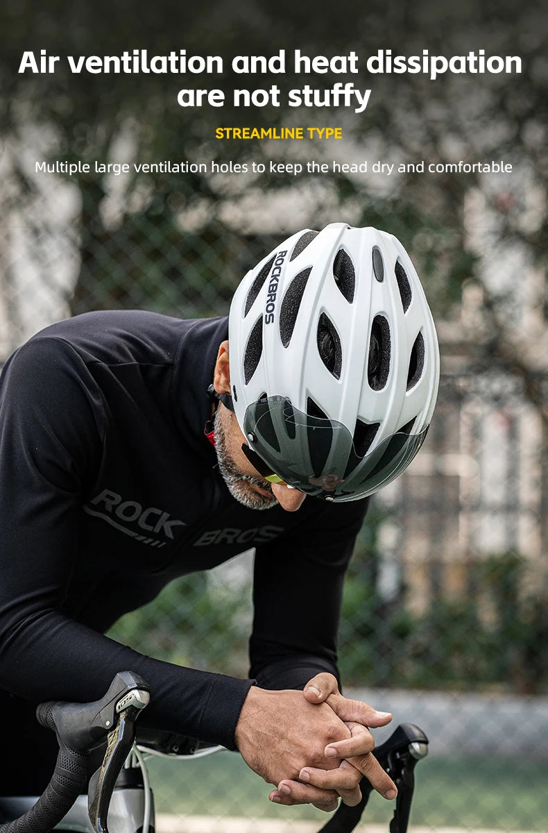 ROCKBROS Cycling Helmet Integrated With Goggles For MTB Road