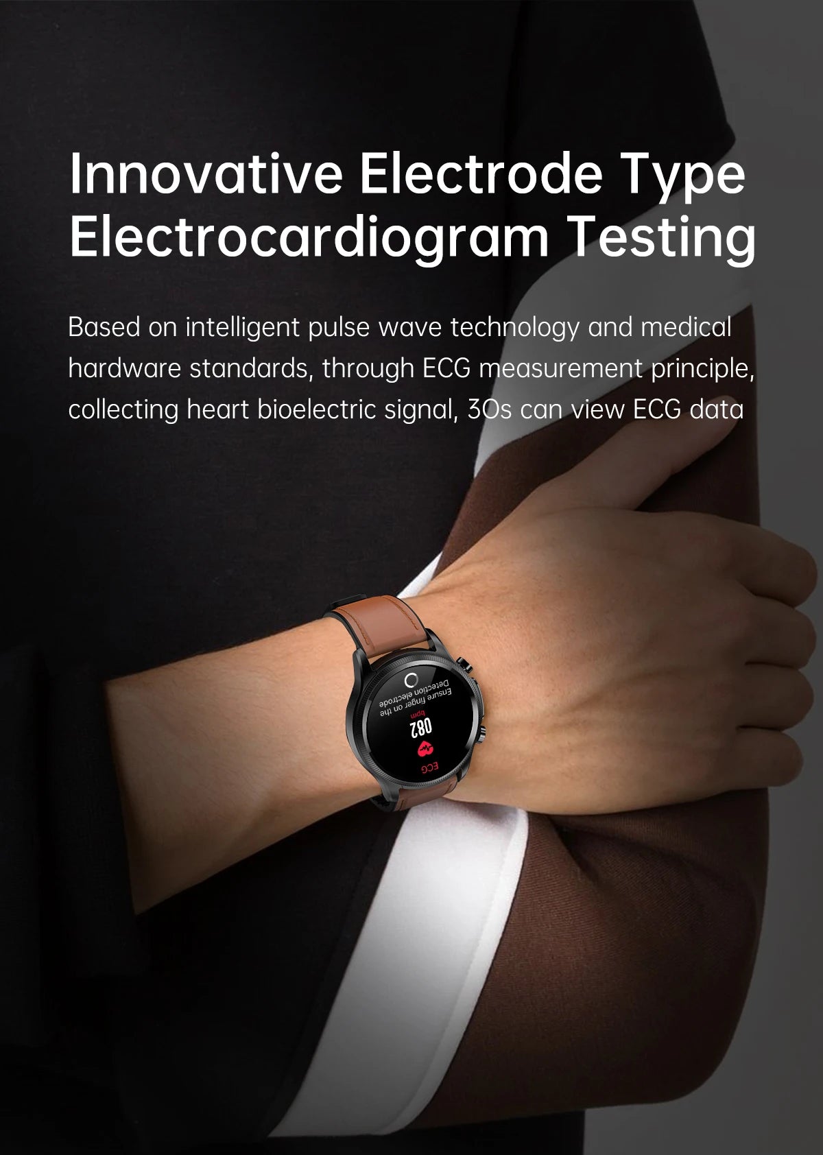ECG Smart Watch Heart Rate Blood Pressure Blood Oxygen Monitoring