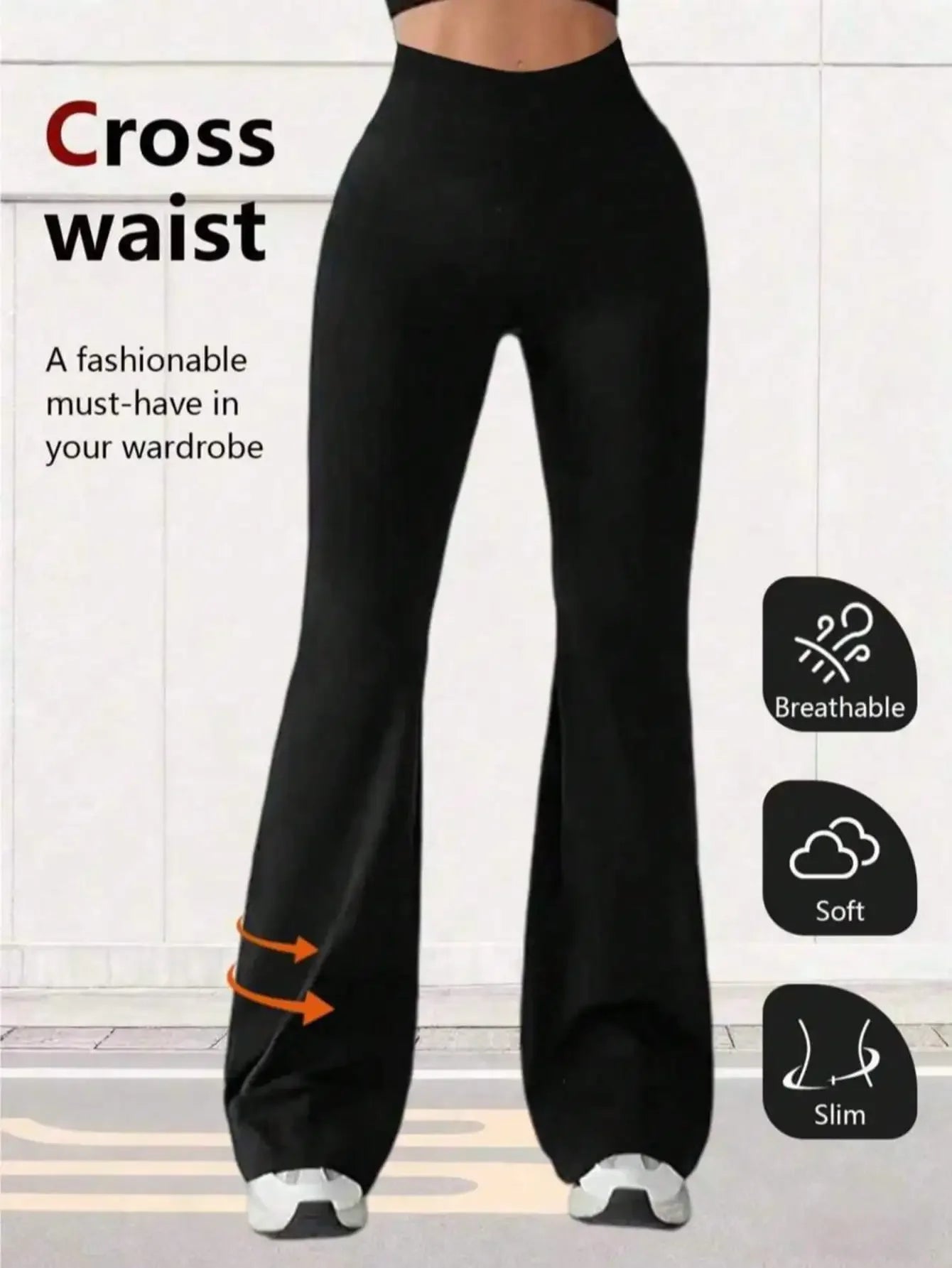 Womens High Waist Flare Yoga Pants Wide Leg Casual Leggings
