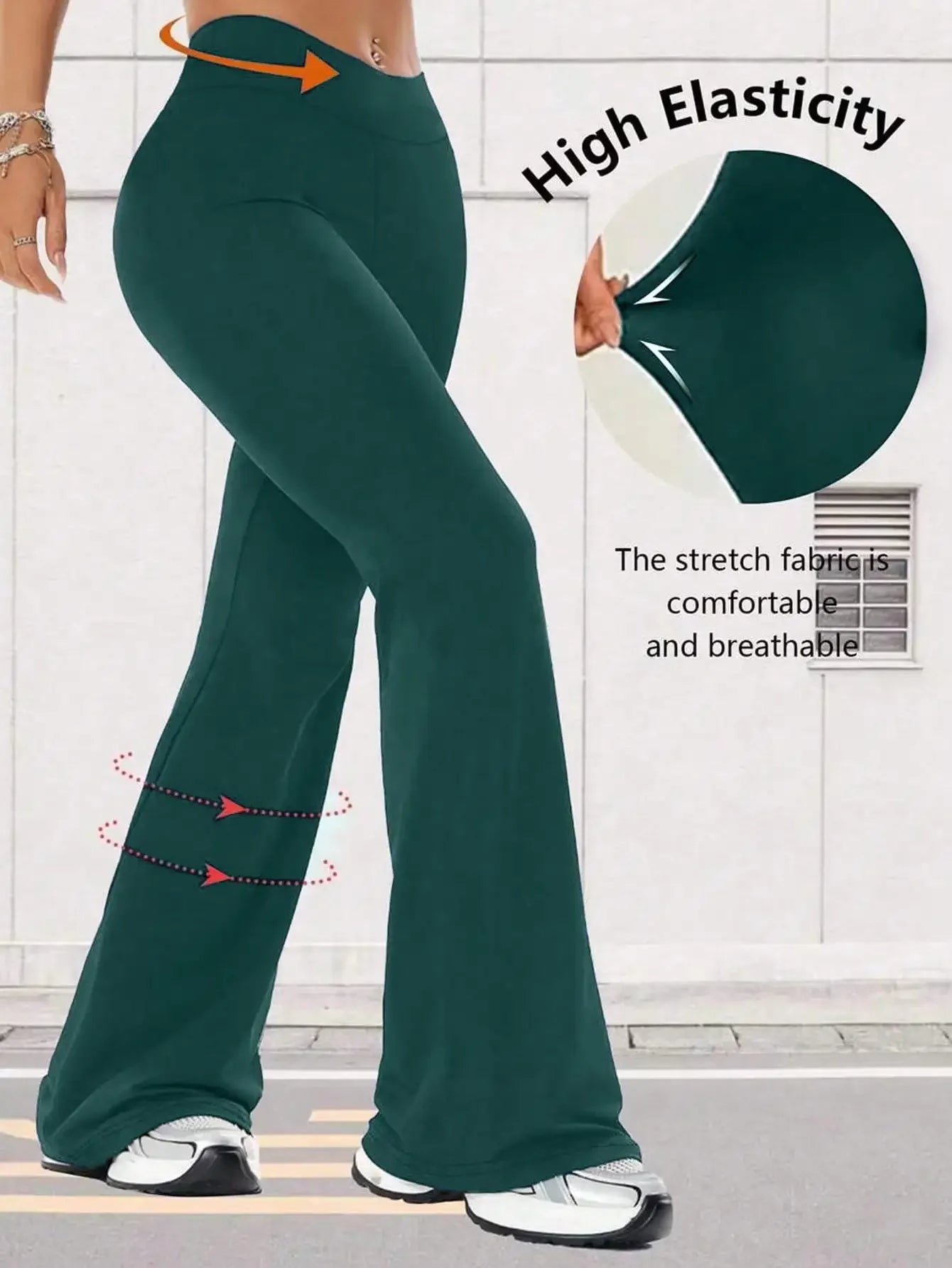 Womens High Waist Flare Yoga Pants Wide Leg Casual Leggings