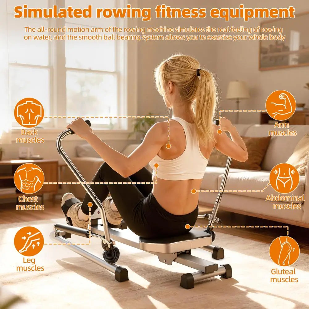 Foldable Hydraulic Rowing Machine With LCD Monitor And Adjustable Resistance