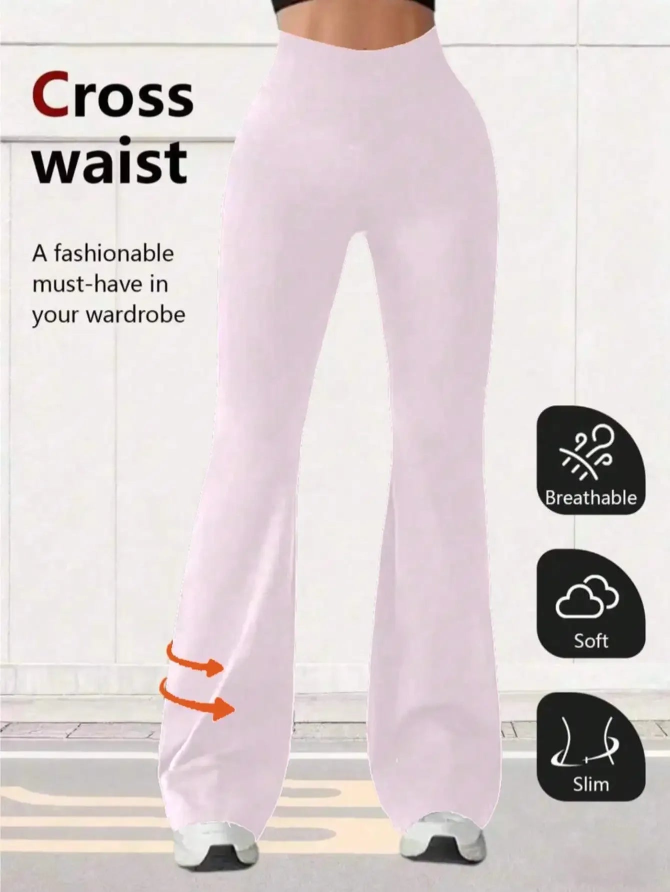 Womens High Waist Flare Yoga Pants Wide Leg Casual Leggings