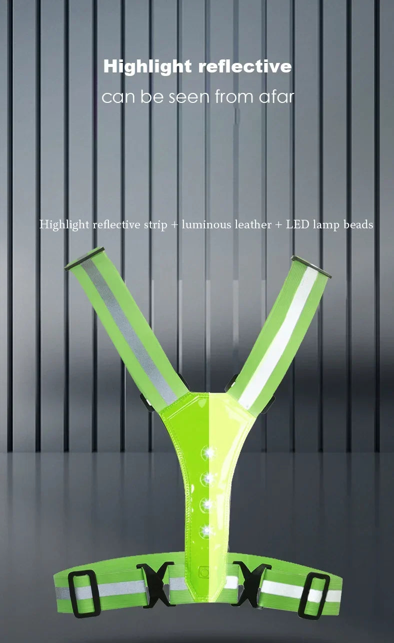 LED HighVisibility Reflective Safety Vest Nighttime Running Cycling Apparel Adjustable