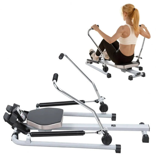 Foldable Hydraulic Rowing Machine With LCD Monitor And Adjustable Resistance