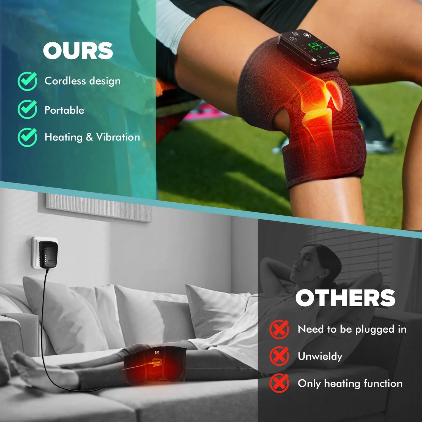 Intelligent Electric Knee Heating Massage Device With Warm Compress Protection