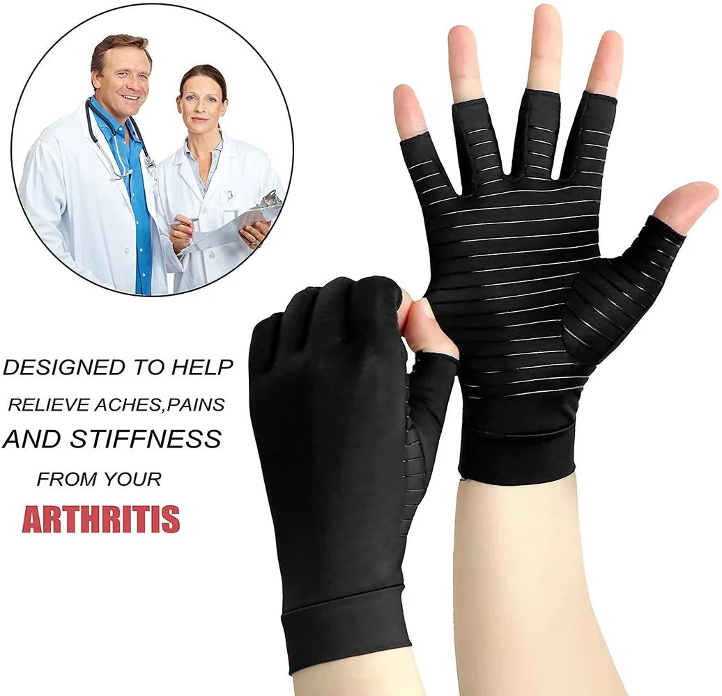 Sposafe Copper Compression Arthritis Gloves Fingerless for Carpal Tunnel