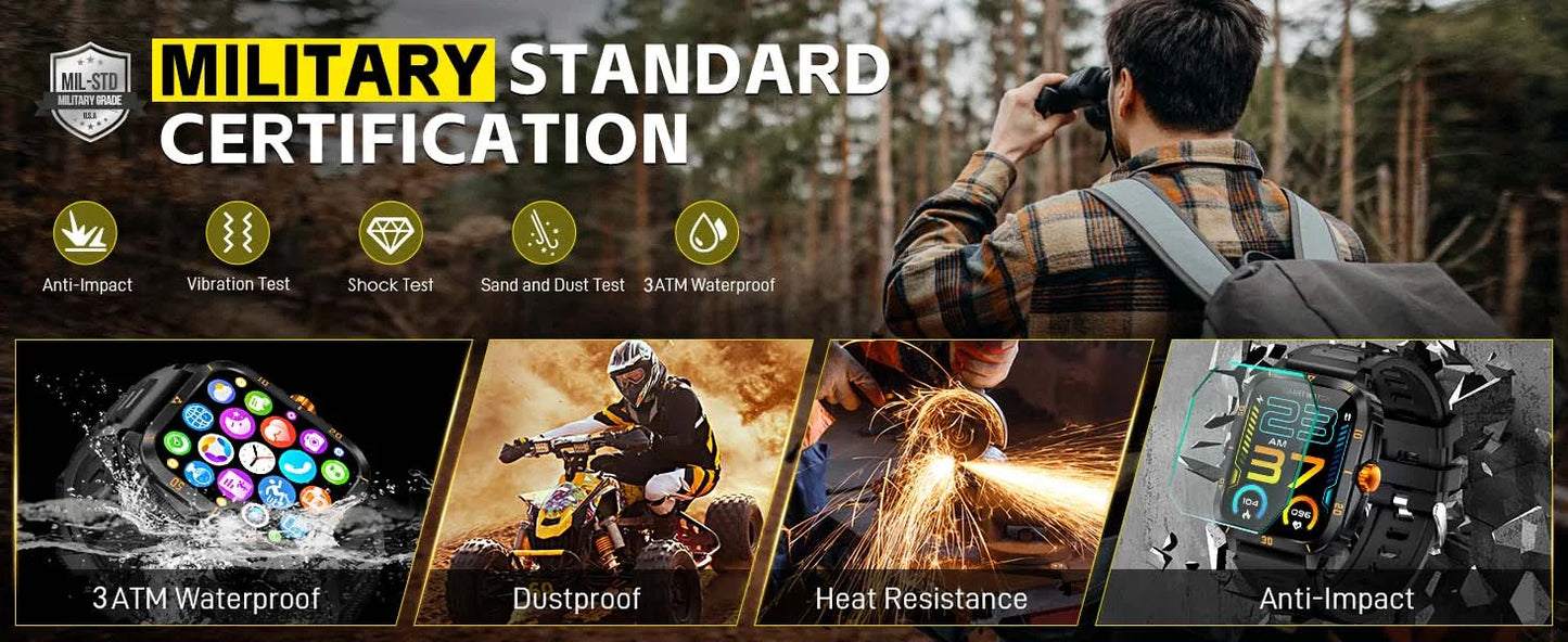 EIGIIS Smart Watch 3ATM Waterproof IPS Screen KT71 Men With 100+ Sport Modes Heart Rate Blood Pressure Bluetooth Call