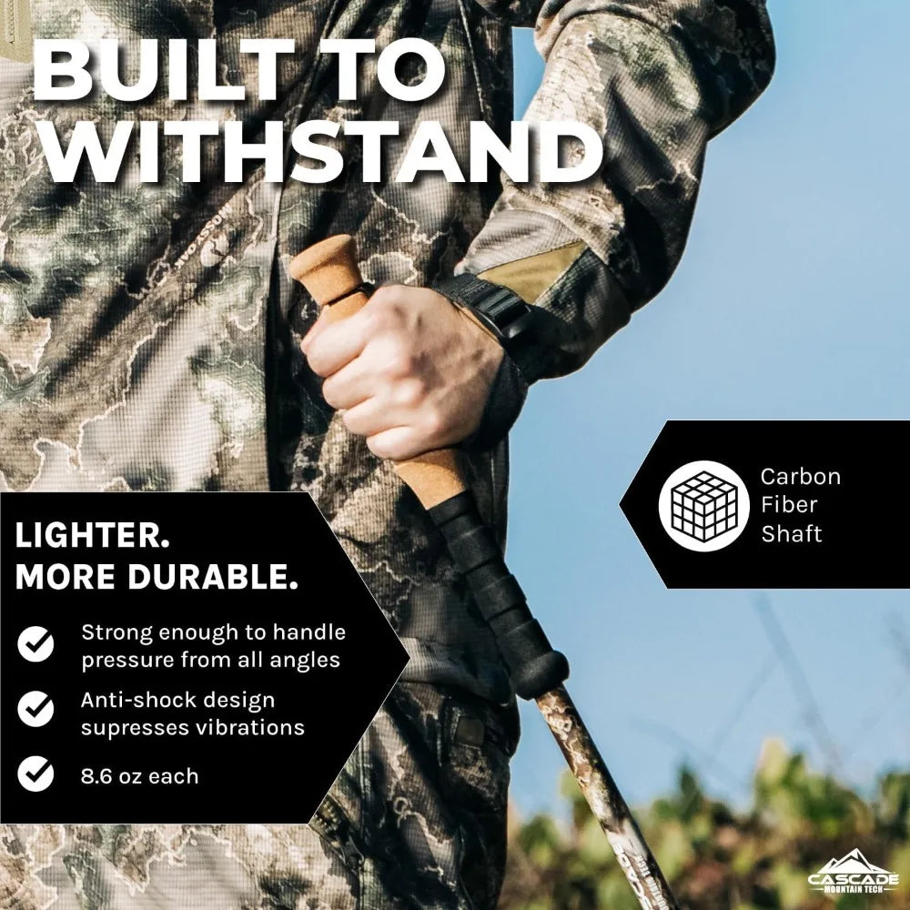 Carbon Fiber Trekking Poles With Adjustable Quick Locks