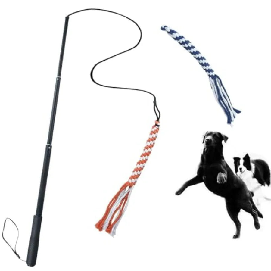 Extendable Dog Teaser Wand Flirt Pole Interactive Training Toy